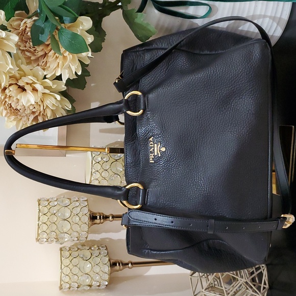 Prada Handbags - Authentic Prada Black Pebbled Leather  Bag
